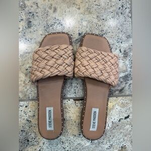 Steve Madden Beige Braided Slide Sandals